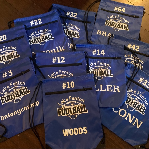 Football Drawstring Backpacks Team Gear Customizable - Picture 3 of 3
